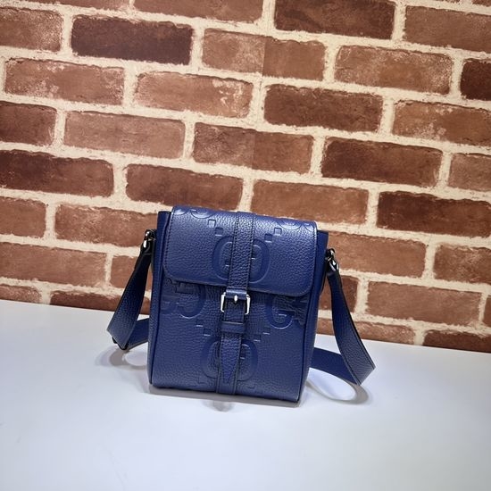 Gucci Crossbody Bag Blue Litchi Grain 760235