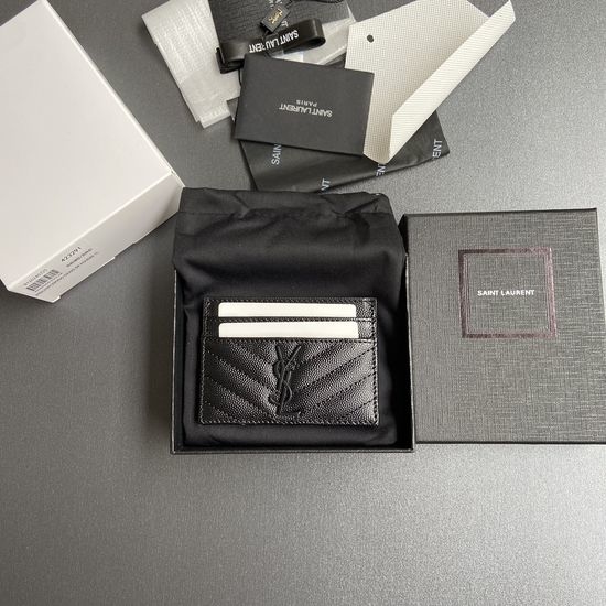 Yves Saint Laurent YSL Matelasse Grain Embossed Leather Card Holder 423291