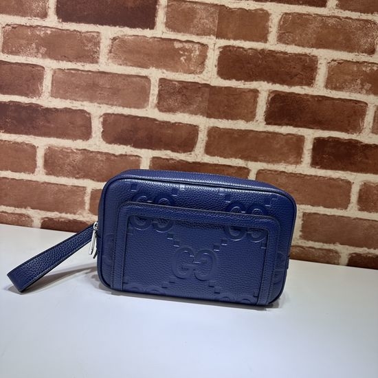 Gucci Blue Litchi Embossed Satchel Bag 760224