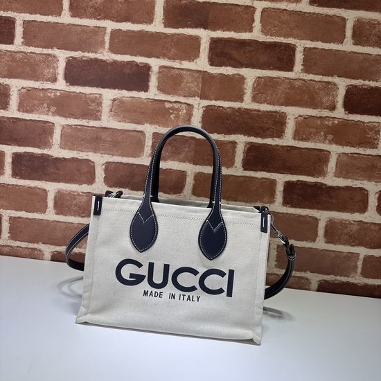 Gucci Canvas Blue Leather Large Tote Bag 772144