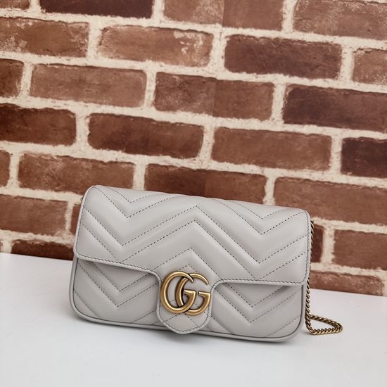 Gucci Crossbody Bag Light Gray with Green 751526