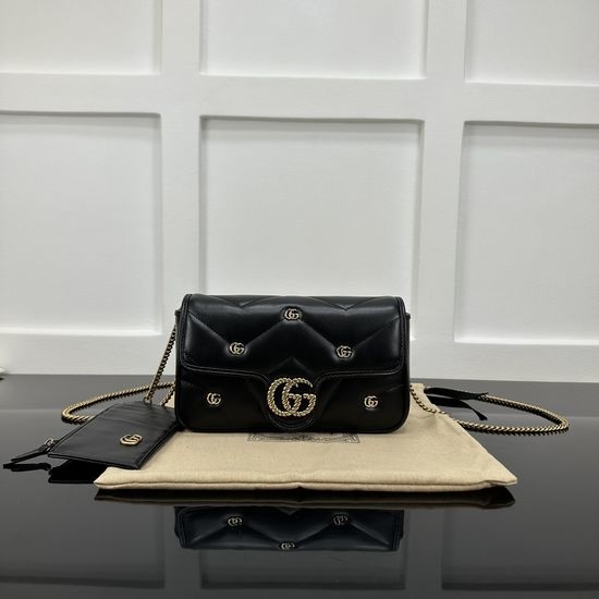 Gucci GG Marmont Quilted Leather Shoulder Bag with GG Studs and Detachable Card Holder 768293