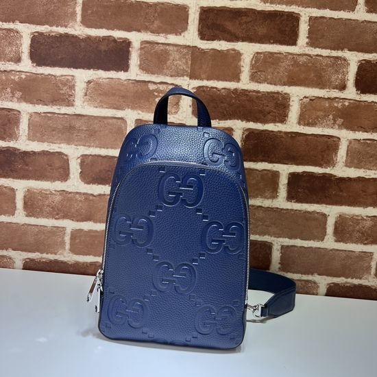 Gucci Handbag Blue Litchi G Embossed 766937