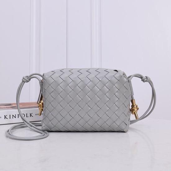 Bottega Veneta BV Metal Knot Large Woven Leather Square Bag 2278-1# Onyx Gray