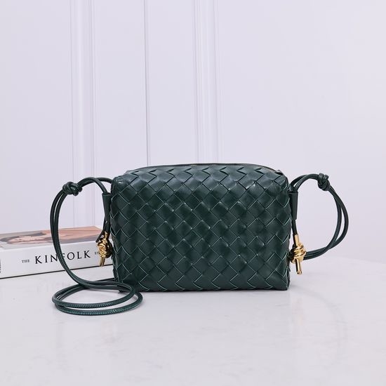 Bottega Veneta BV Metal Knot Large Woven Leather Square Bag 2278-1# Rain Tree Green