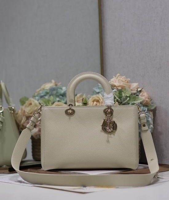 Christian Dior CD Lady D-Sire Handbag Cream White 1151