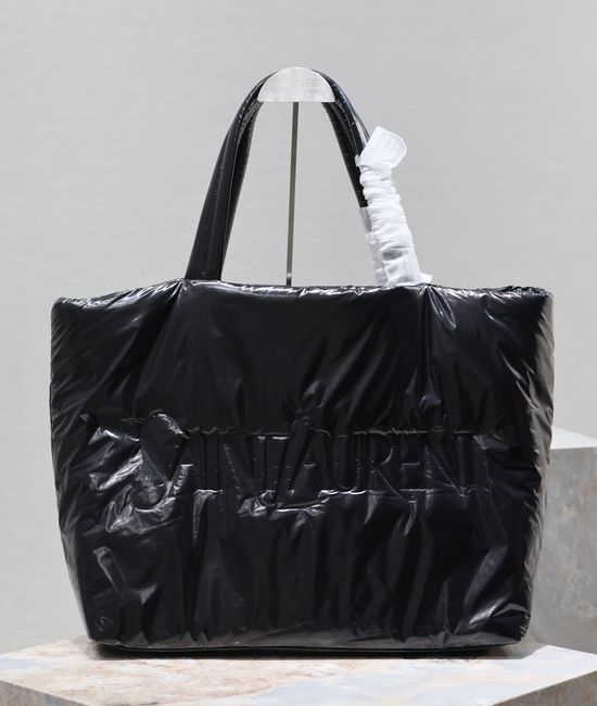 Yves Saint Laurent YSL Black Silk Tote Shopping Bag 379269-3