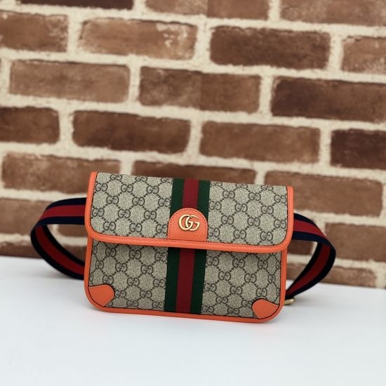 Gucci Brown Rubber Bright Orange Bag 752597