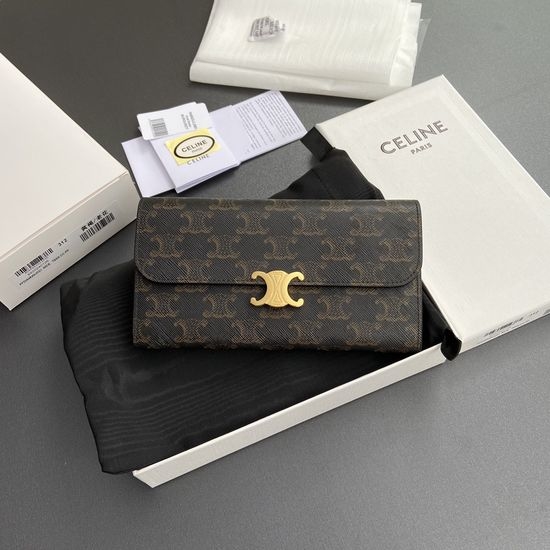 Celine Triomphe Printed Leather Wallet 10E312