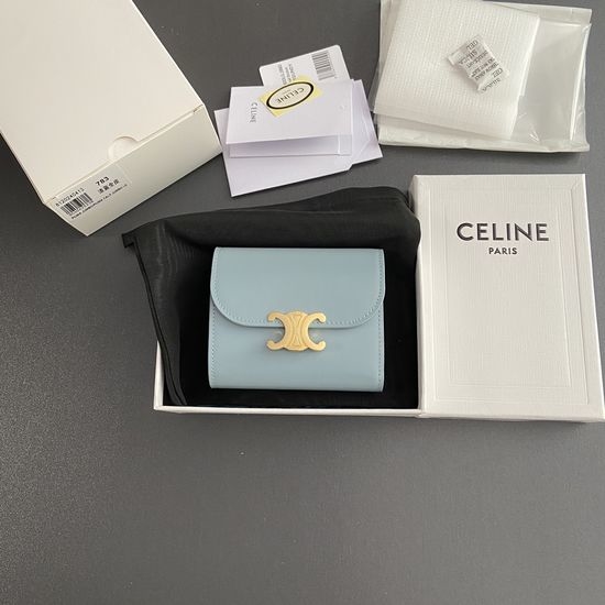 Celine Triomphe Glossy Leather Wallet 10D782CQH