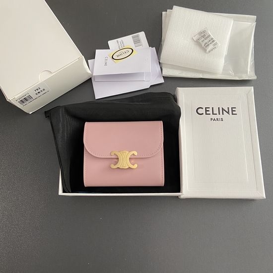 Celine Triomphe Glossy Leather Wallet 10D782CQH