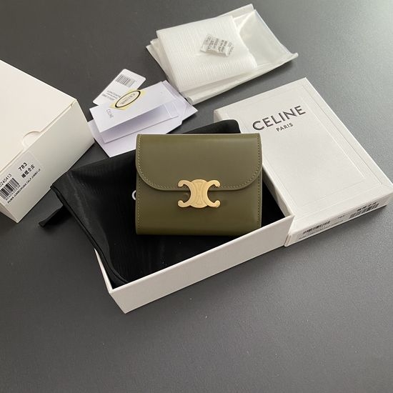 Celine Triomphe Leather Wallet Card Slots 10D782CQH