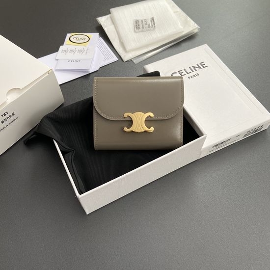 Celine Triomphe Shiny Leather Wallet 10D782CQH.04LU783