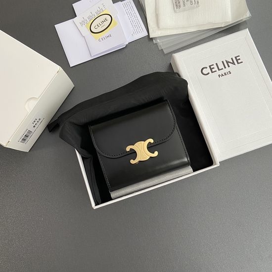 Celine Triomphe Leather Wallet Card Slots 10D782CQH