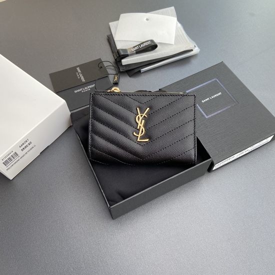 Yves Saint Laurent YSL Matelasse Zip Bifold Wallet Gold Hardware 668287