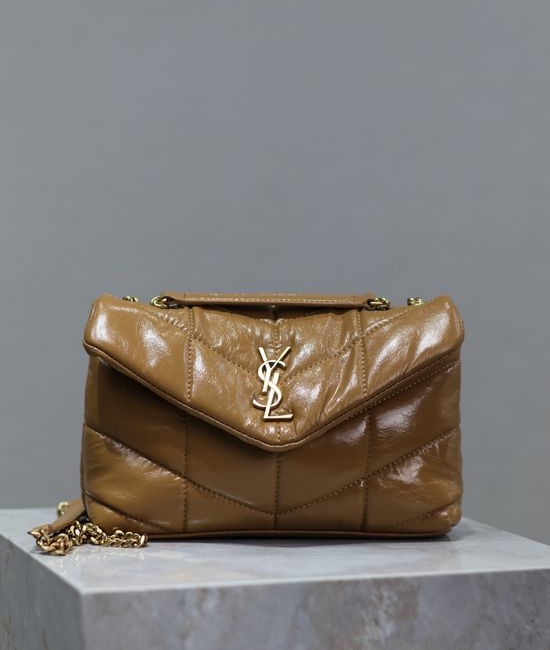 Yves Saint Laurent YSL Loulou Puffer Mini Dual-Chain Gold Buckle Bag 759337