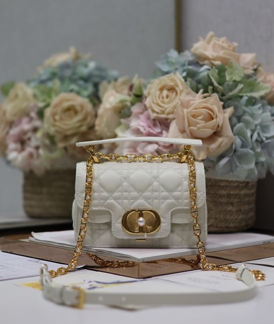 Christian Dior CD Jolie Mini White Top Handle Bag 9272