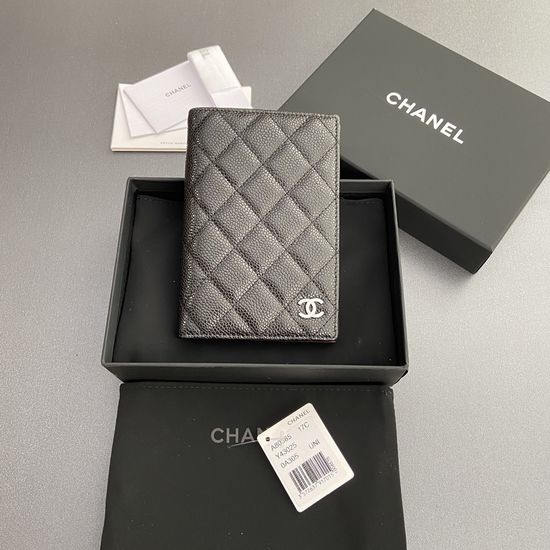Chanel Passport Holder Quilted Leather Silver Hardware 80385