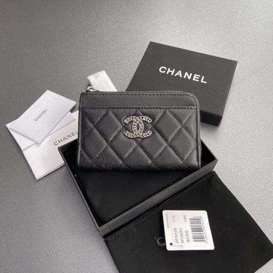 Chanel Quilted Leather Zip Card Holder 3836