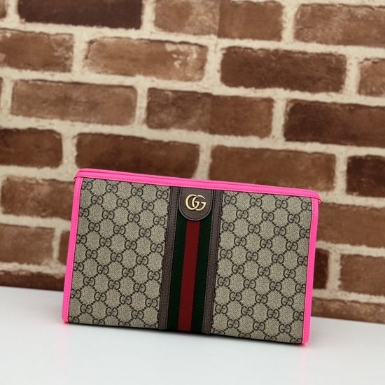 Gucci Handbag Brown Rubber Purplish Red 598234