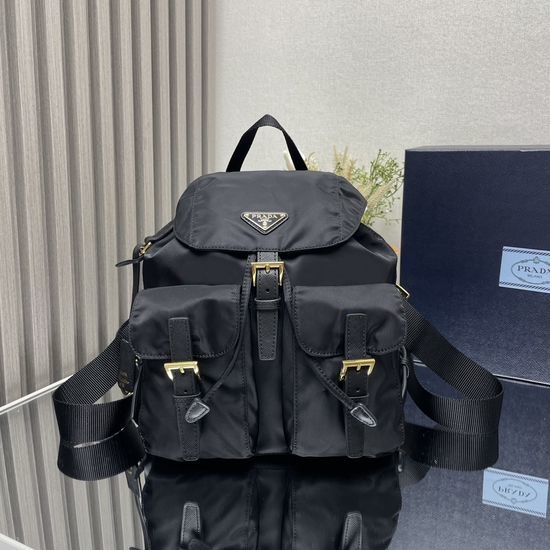 Prada Classic Backpack with Gold Buckle 1BZ677