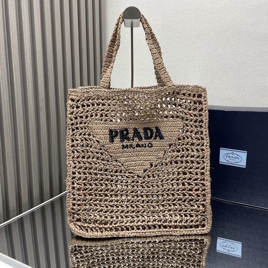 Prada Raffia Structured Tote Bag 1BG393
