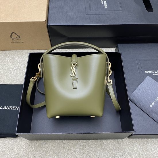 Yves Saint Laurent YSL LE 37 Mini Glossy Leather Bucket Bag 765870