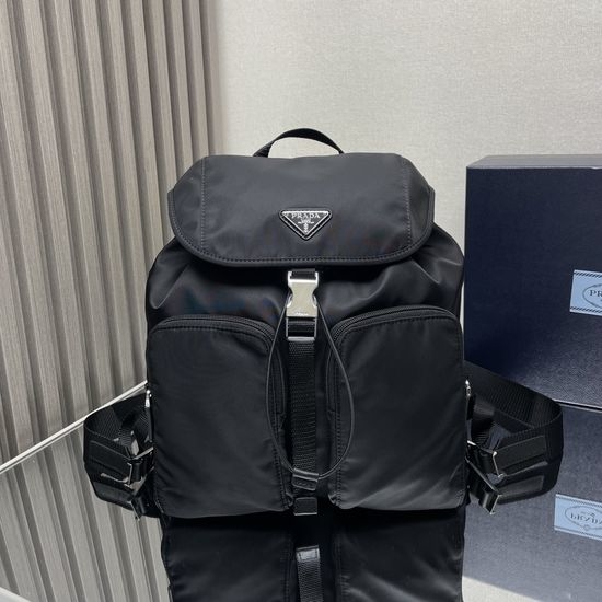 Prada Nylon Backpack With Saffiano Leather Trim 2VZ070