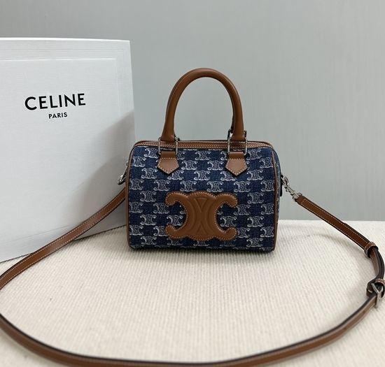 Celine Boston Denim Monogram Handbag 113772