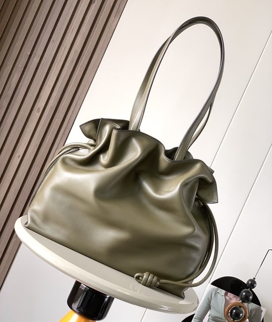 Loewe Flamenco Khaki Green Nappa Leather Clutch 9050