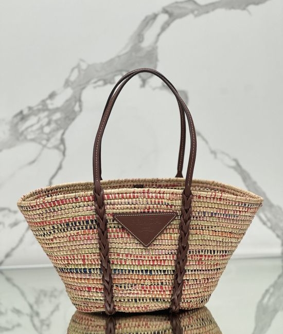 Prada Raffia Woven Basket Bag 1BG312