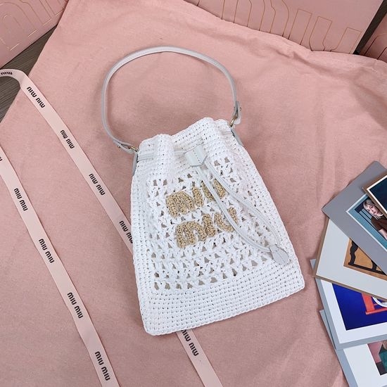 Miu Miu New Woven Drawstring Bucket Bag 5ND016