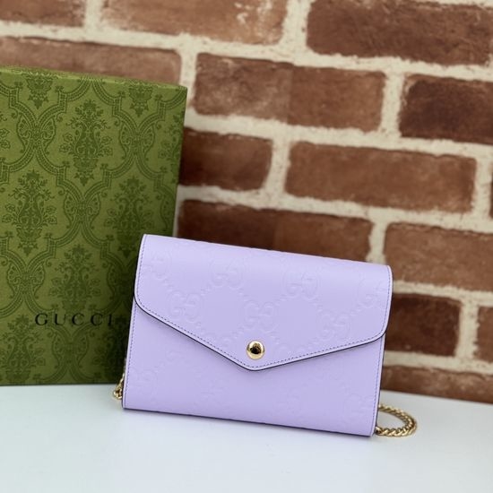 Gucci Handbag Premium Quality Light Purple Embossed 781555