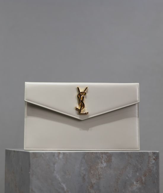 Yves Saint Laurent YSL Uptown Textured Leather Clutch Bag 565739