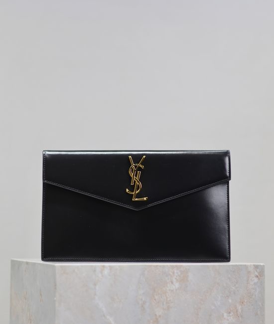 Yves Saint Laurent YSL Uptown Textured Leather Clutch Bag 565739