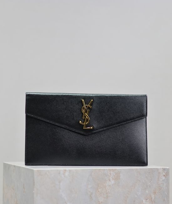 Yves Saint Laurent YSL Uptown Black Caviar Texture Clutch 565739