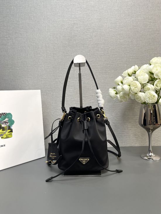 Prada Bucket Bag Nylon Fabric Detachable Strap 17896