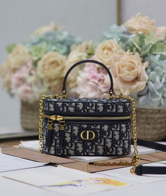 Christian Dior CD 30 Montaigne Mini Vanity Handbag Blue Oblique 5198