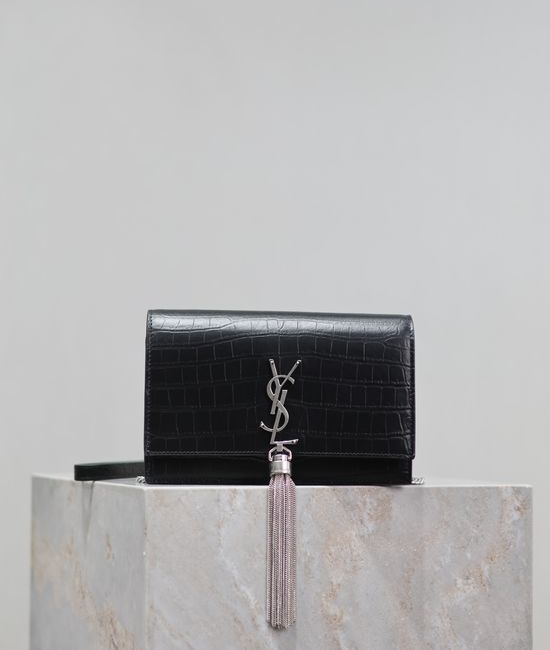 Yves Saint Laurent YSL Kate Crocodile Embossed Tassel Bag 452159