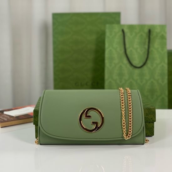 Gucci GG Blondie Green Leather Chain Bag 725215