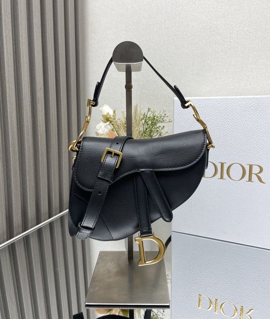 Christian Dior CD Saddle Small Epsom Black Bag 0986