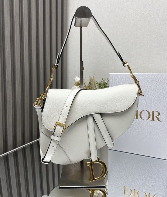 Christian Dior CD Saddle Large Epsom White Bag 0989