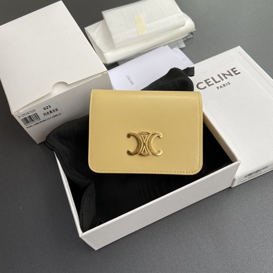 Celine Triomphe Shiny Calfskin Short Wallet 10K623DPV