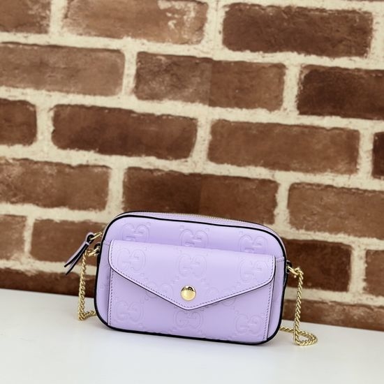 Gucci Shoulder Bag Light Purple Embossed 781554