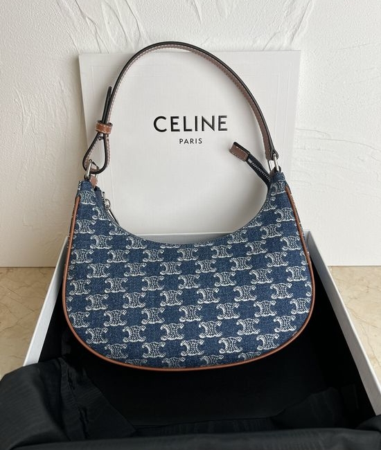 Celine AVA Triomphe Denim Shoulder Bag 193952