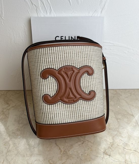 Celine CUIR TRIOMPHE Bucket Bag Canvas Leather 198243