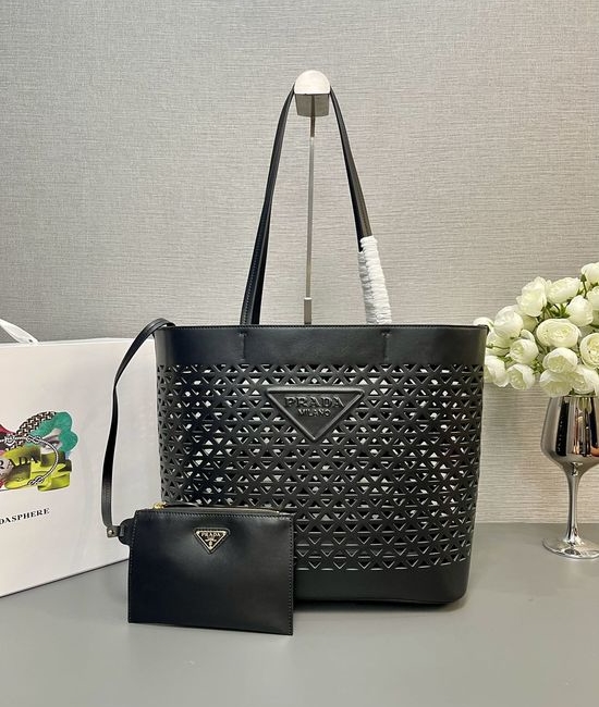 Prada Cutout Tote Shopping Bag Removable Pouch 1BG503