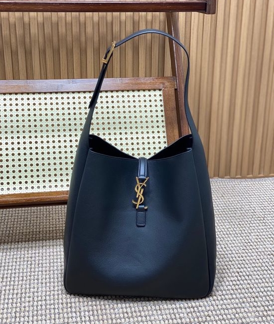 Yves Saint Laurent YSL LE5A7 Hobo Smooth Leather Handbag Black 12434