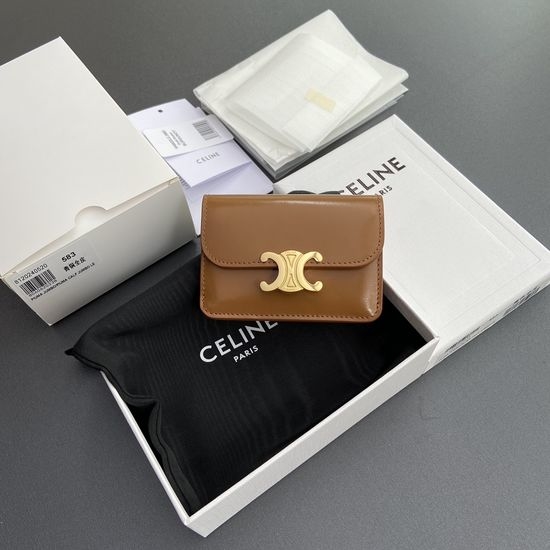 Celine Triomphe Leather Card Holder 10I 582 CPJ.04LU