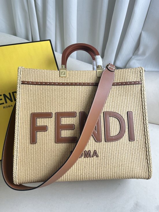 Fendi Sunshine Woven Tote Shopping Bag 877
